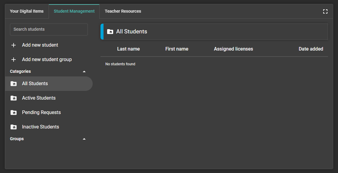 Image of Student Management Page