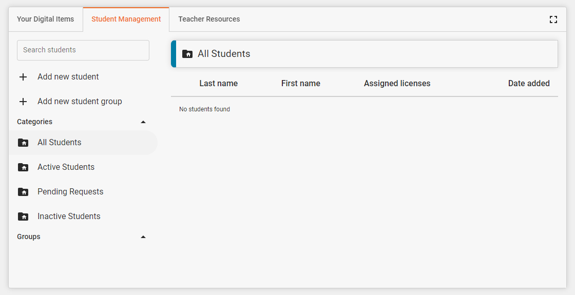 Image of Student Management Page