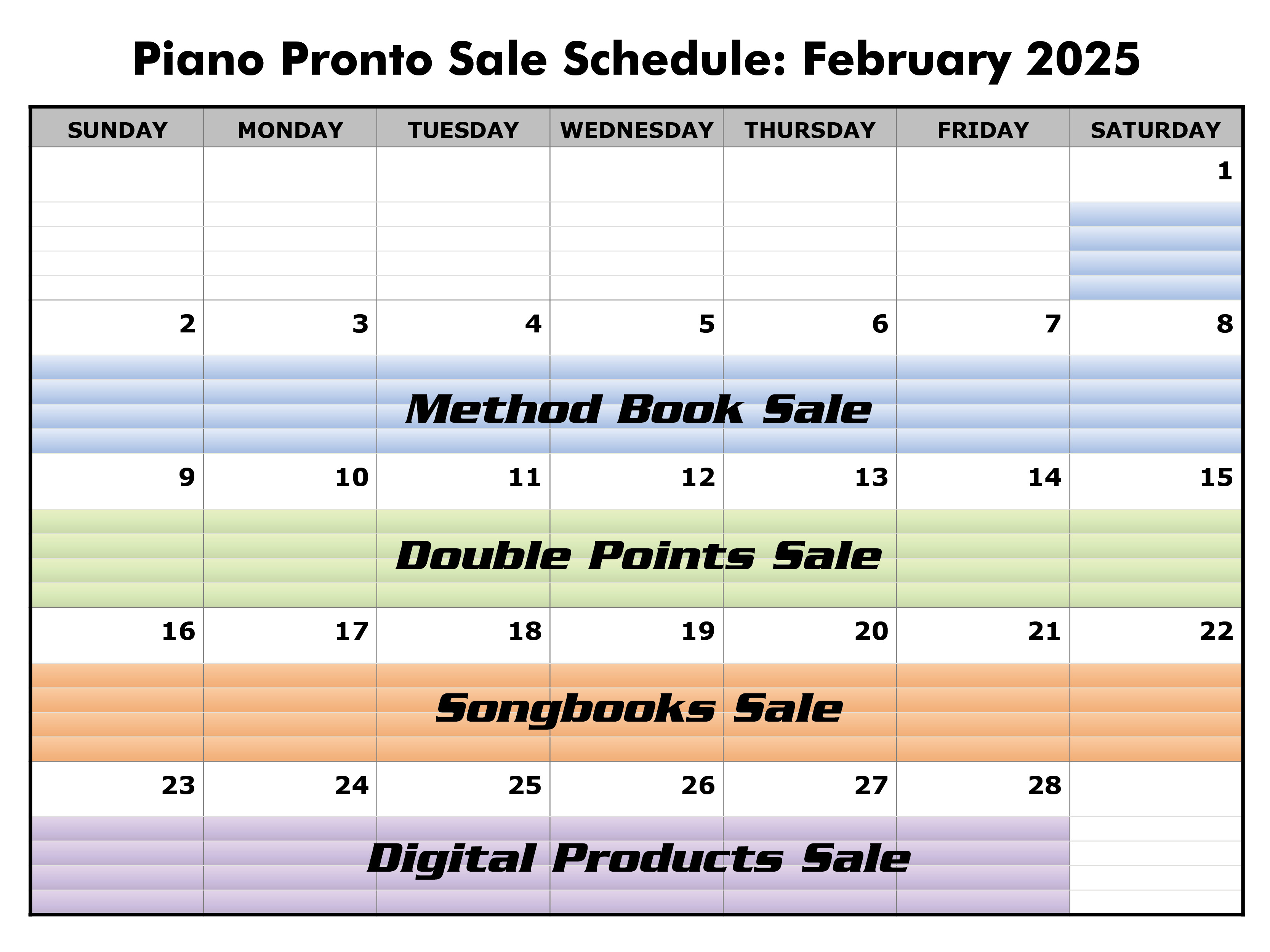 February 2025 Sale Schedule