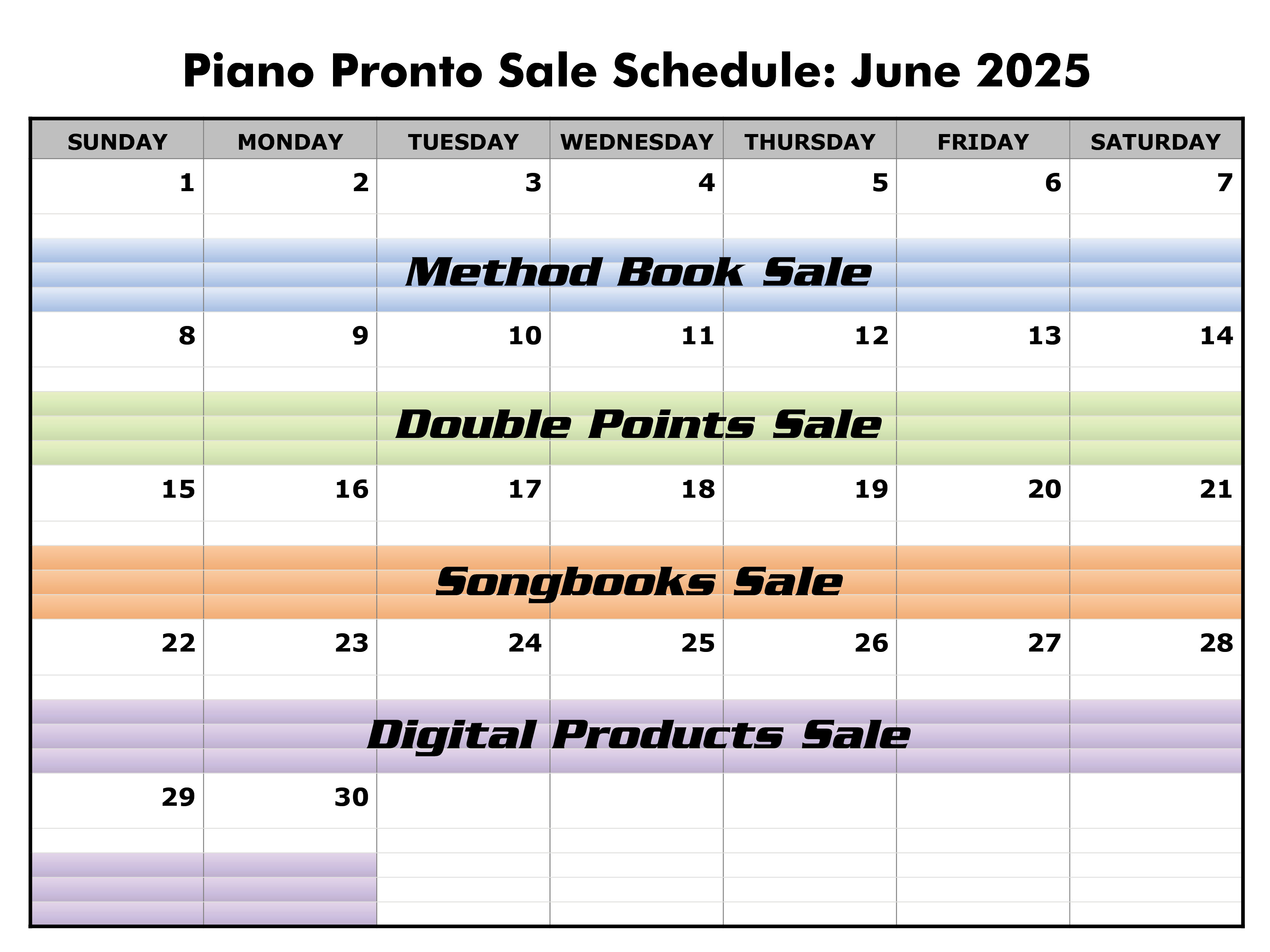 June 2025 Sale Schedule