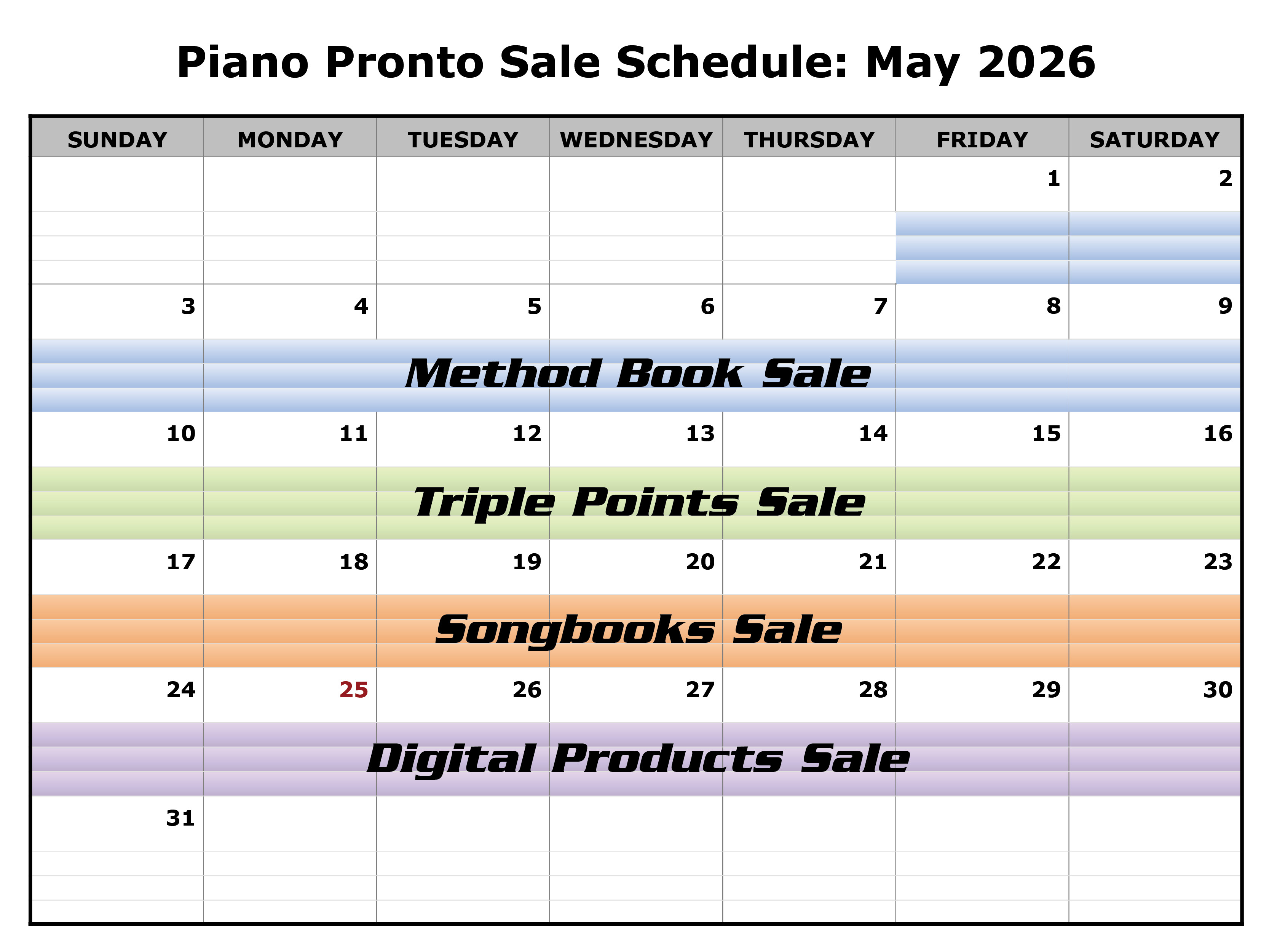 May 2026 Sale Schedule