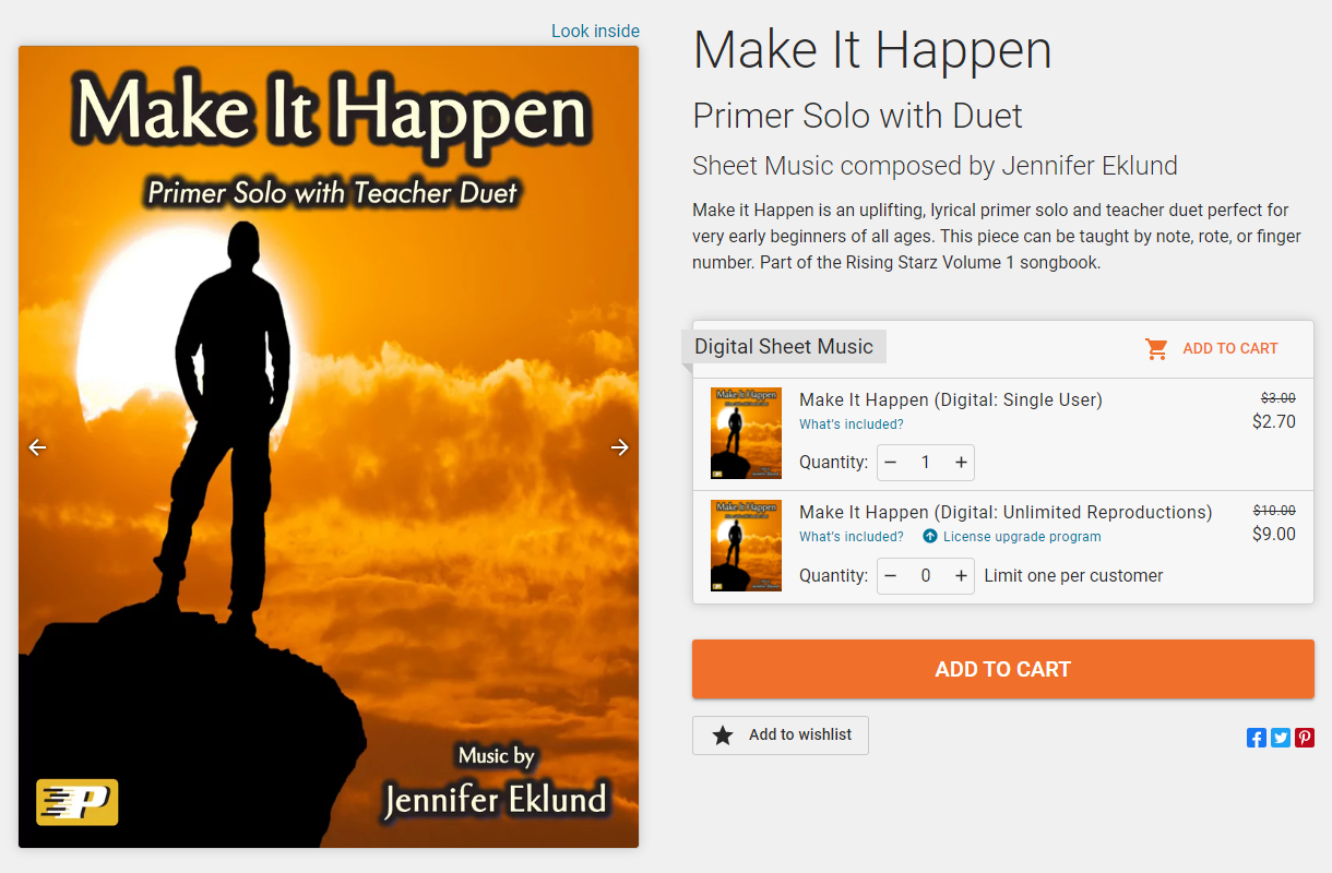 Image of Make It Happen sheet music product page, before purchasing