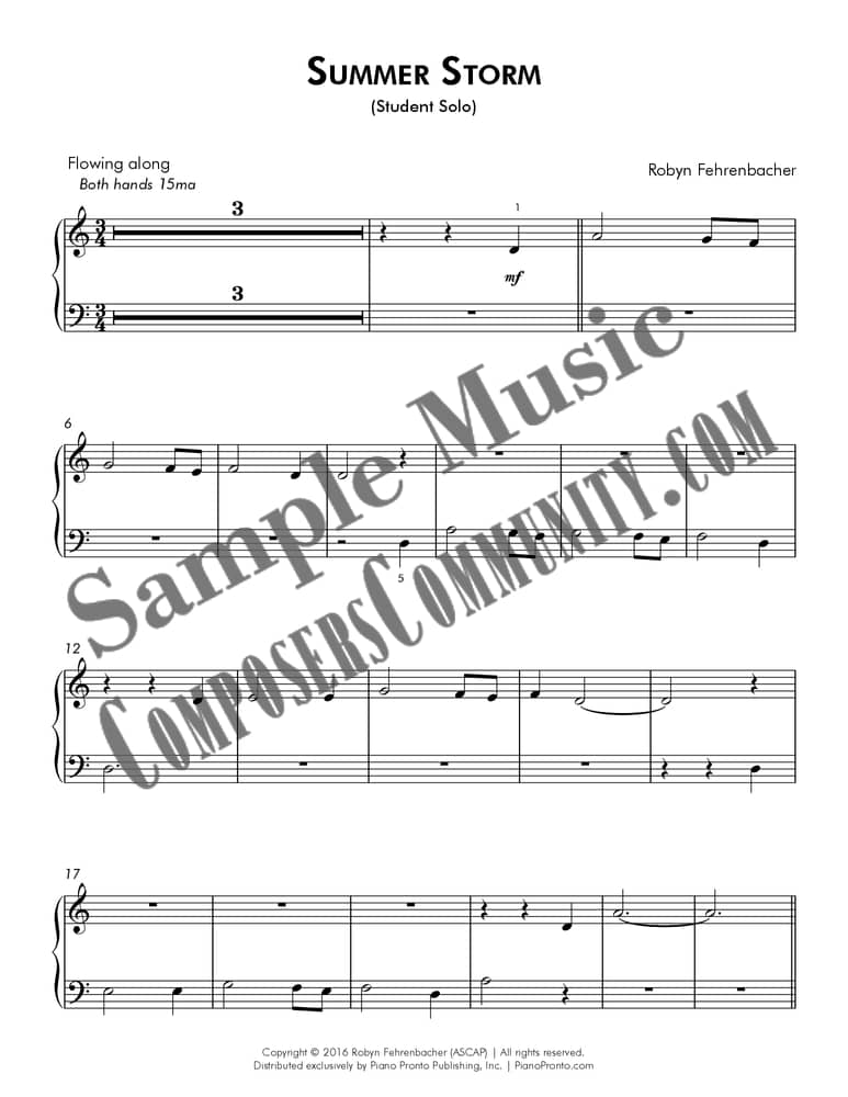 Summer Cyclone Script Look Inside | Summer Storm | Piano Pronto Publishing