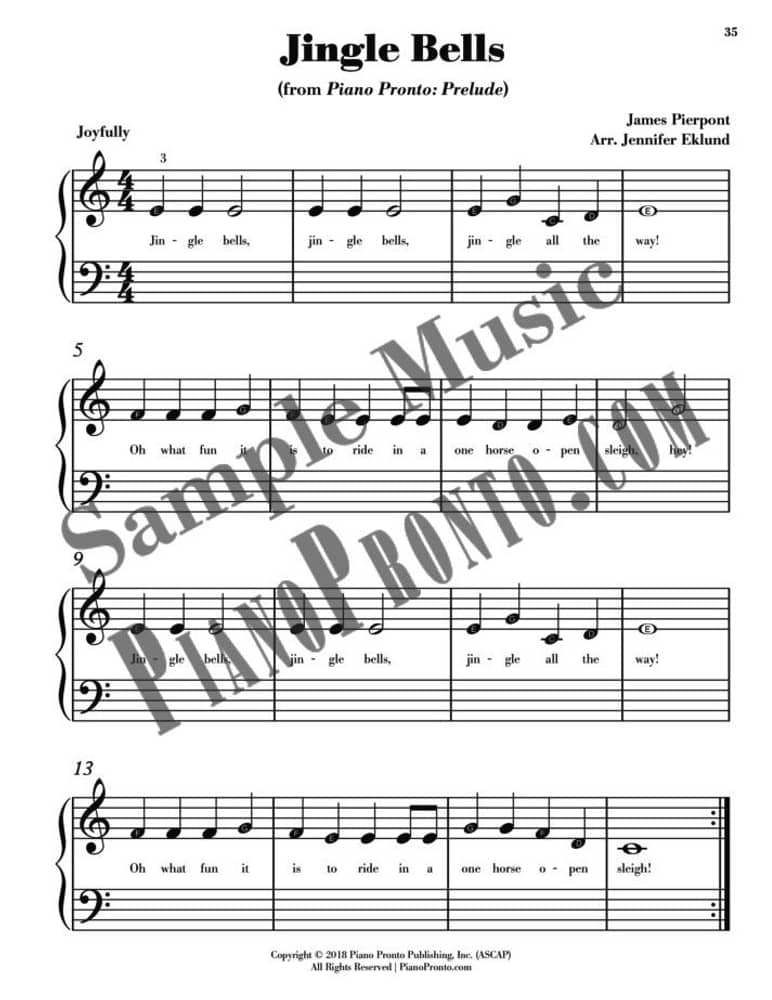 Jingle Bells Beginner Piano Sheet Music 