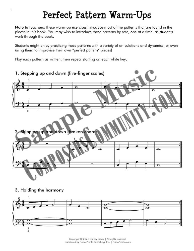 Look Inside | First Perfect Patterns | Piano Pronto Publishing