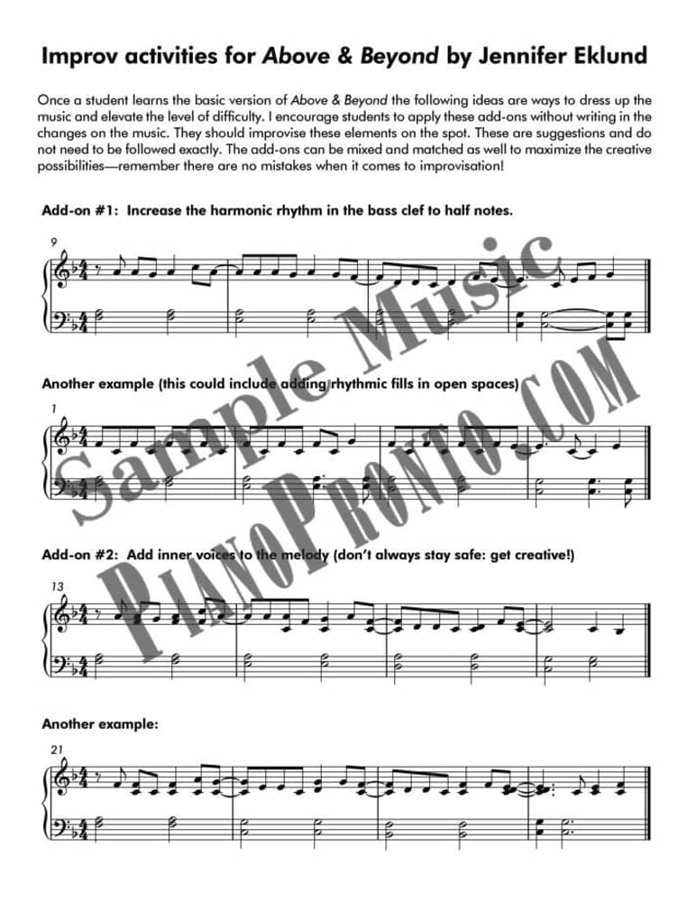 Look Inside | Above and Beyond | Piano Pronto Publishing
